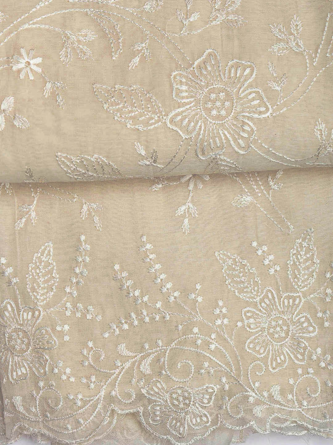 Embroidered Chanderi Unstitched Suit With Dupatta