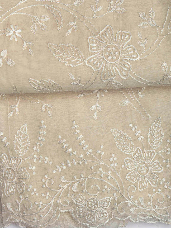 Embroidered Chanderi Unstitched Suit With Dupatta