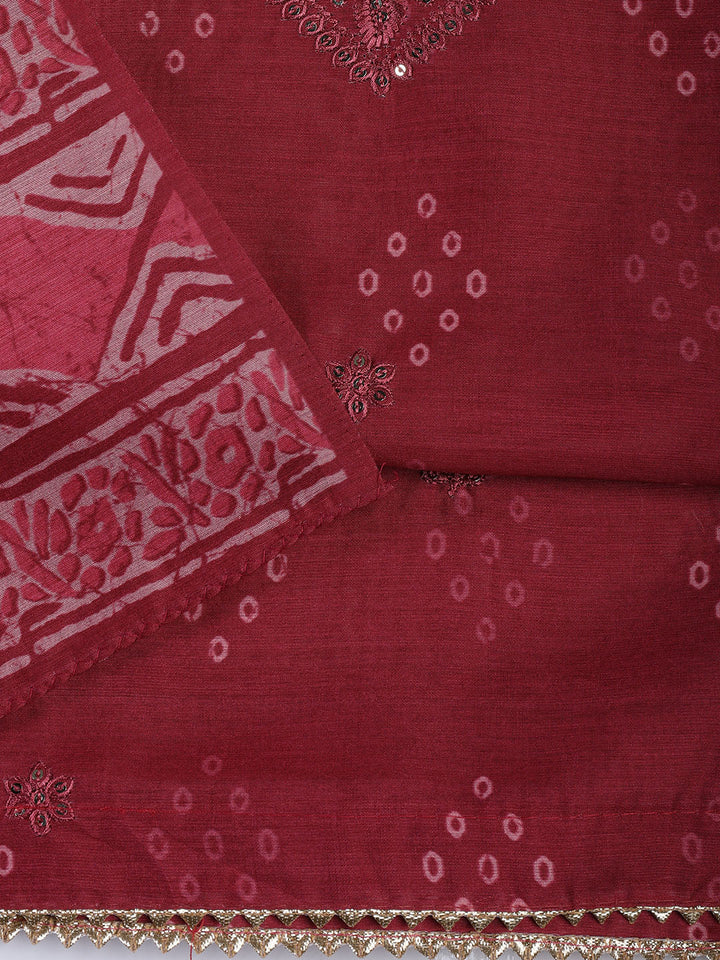 Neck Embroidery Chanderi Unstitched Suit With Dupatta