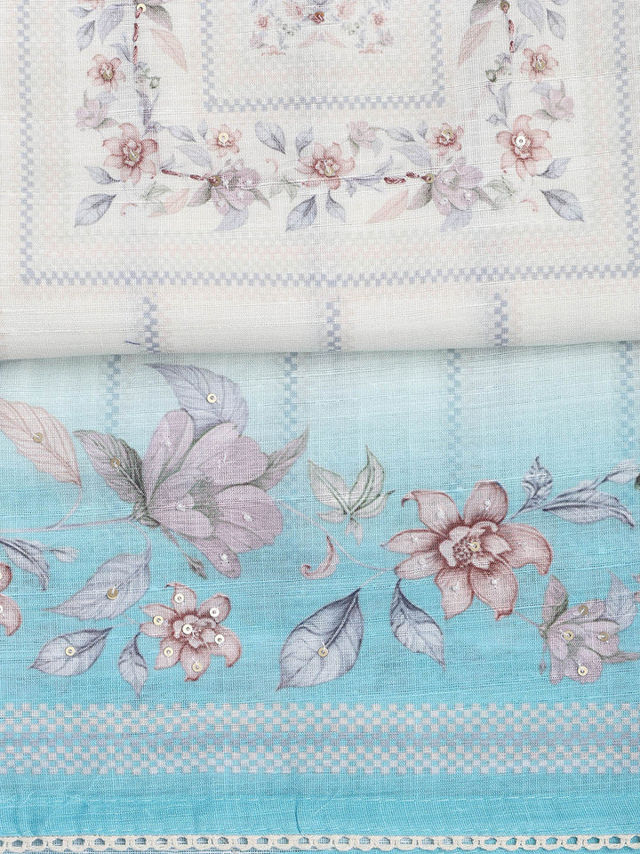 Printed Linen Unstitched Suit Piece With Dupatta
