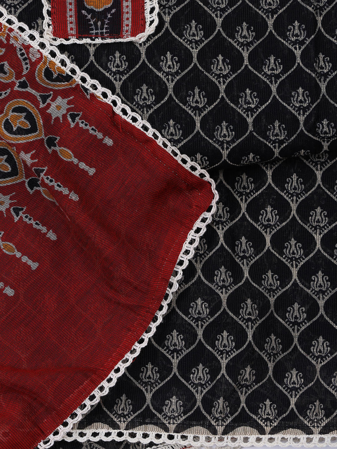 Printed Cotton Blend Unstitched Suit With Dupatta