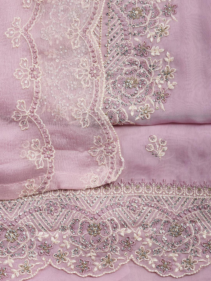 Embroidered Chanderi Unstitched Suit Piece With Dupatta