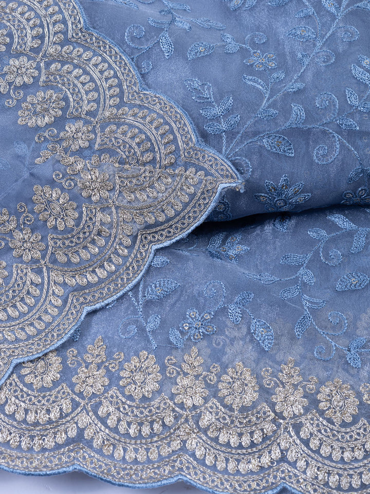 Embroidered Organza Unstitched Suit With Dupatta