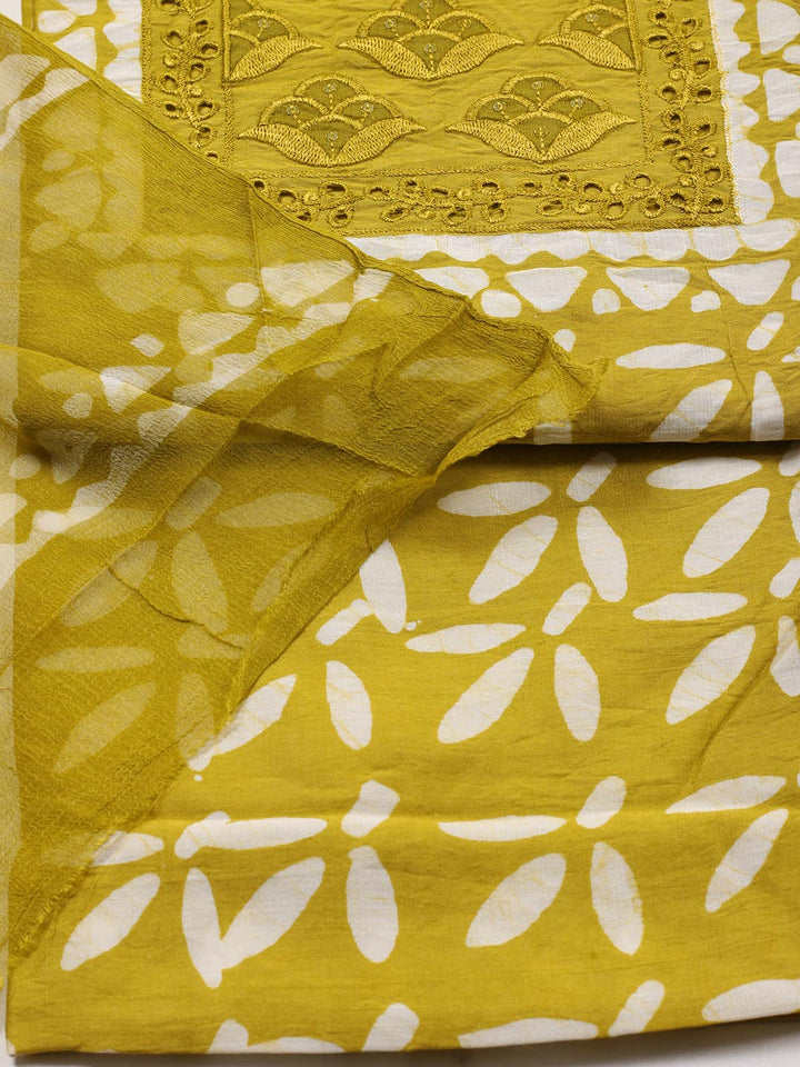 Printed Cotton Blend Unstitched Suit Piece With Dupatta