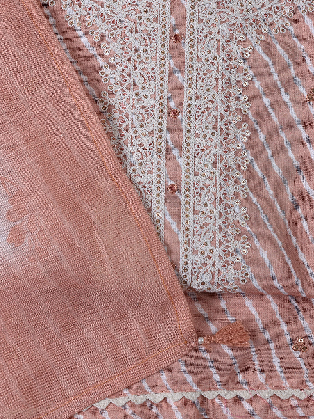 Floral Printed Linen Unstitched Suit With Dupatta