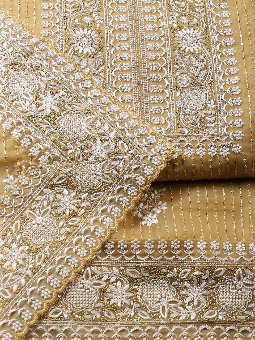 Embroidered Organza Unstitched Suit Piece With Dupatta