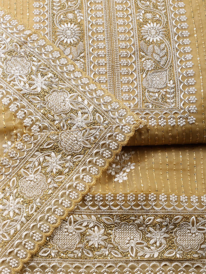 Embroidered Organza Unstitched Suit Piece With Dupatta