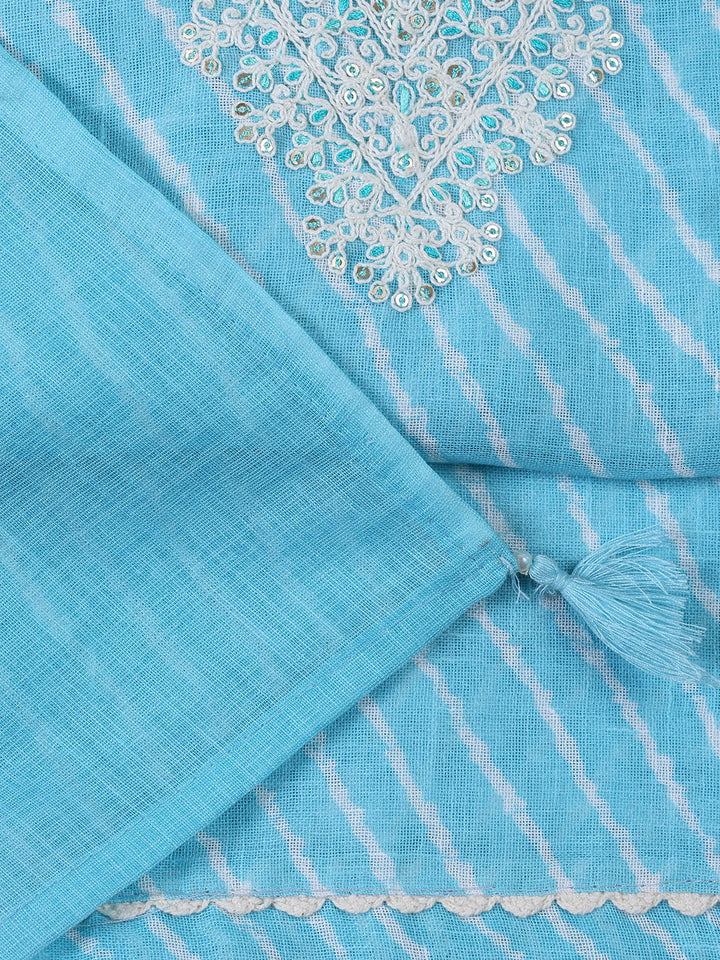 Floral Printed Linen Unstitched Suit With Dupatta
