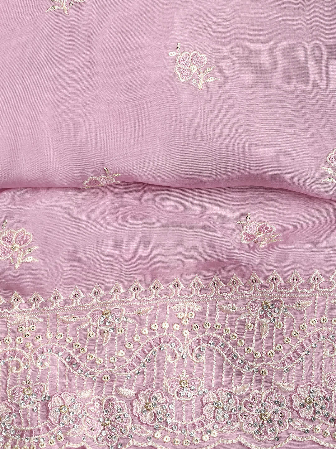 Embroidered Chanderi Unstitched Suit Piece With Dupatta