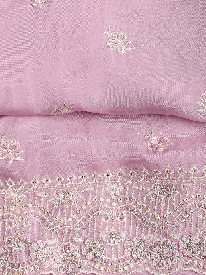 Embroidered Chanderi Unstitched Suit Piece With Dupatta