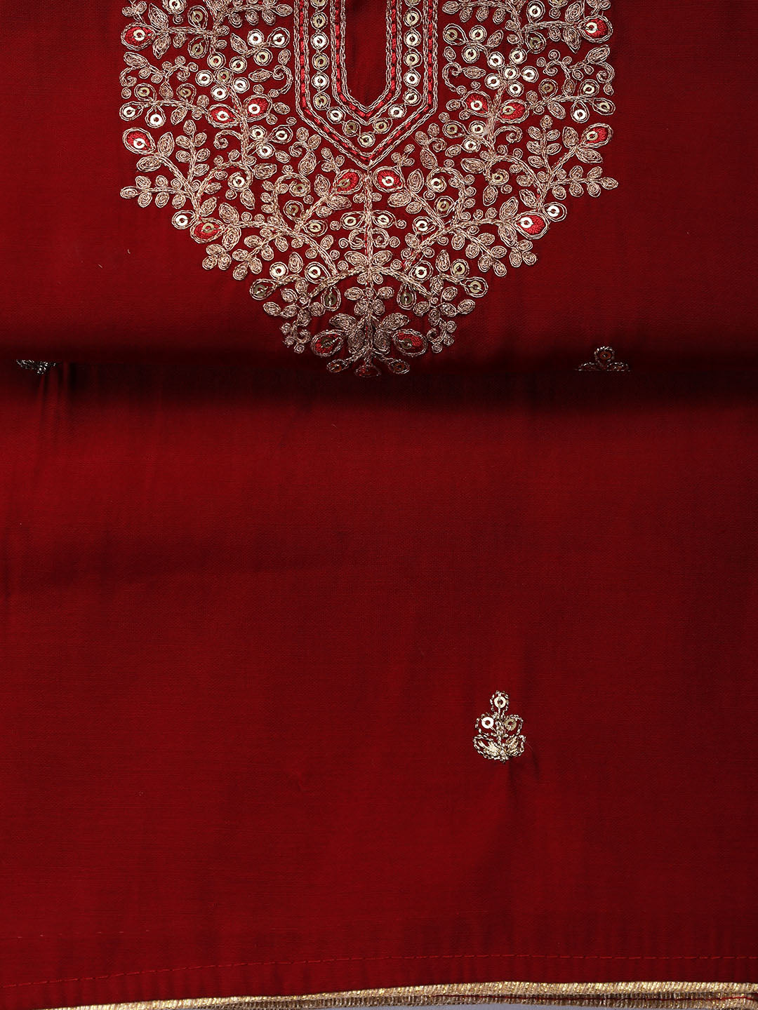 Embroidered Chanderi Unstitched Suit Piece With Dupatta