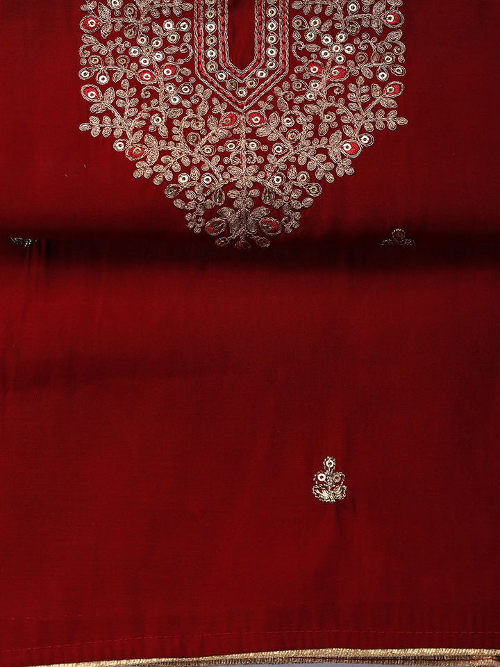 Embroidered Chanderi Unstitched Suit Piece With Dupatta