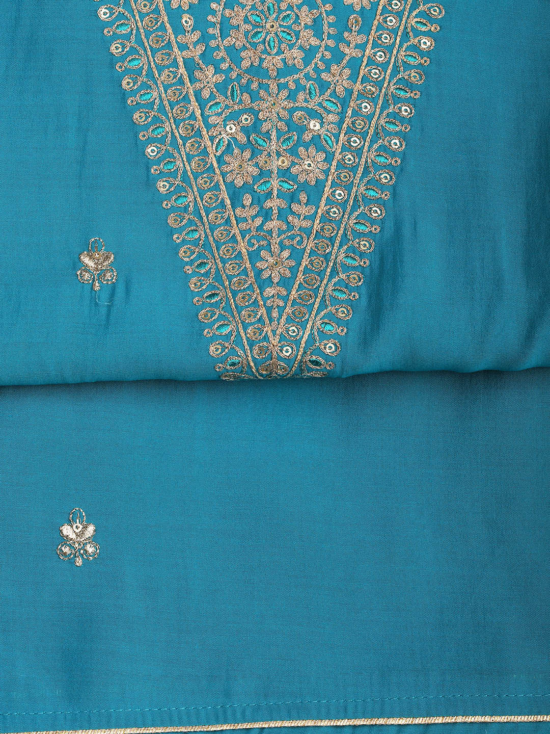 Embroidered Chanderi Unstitched Suit Piece With Dupatta