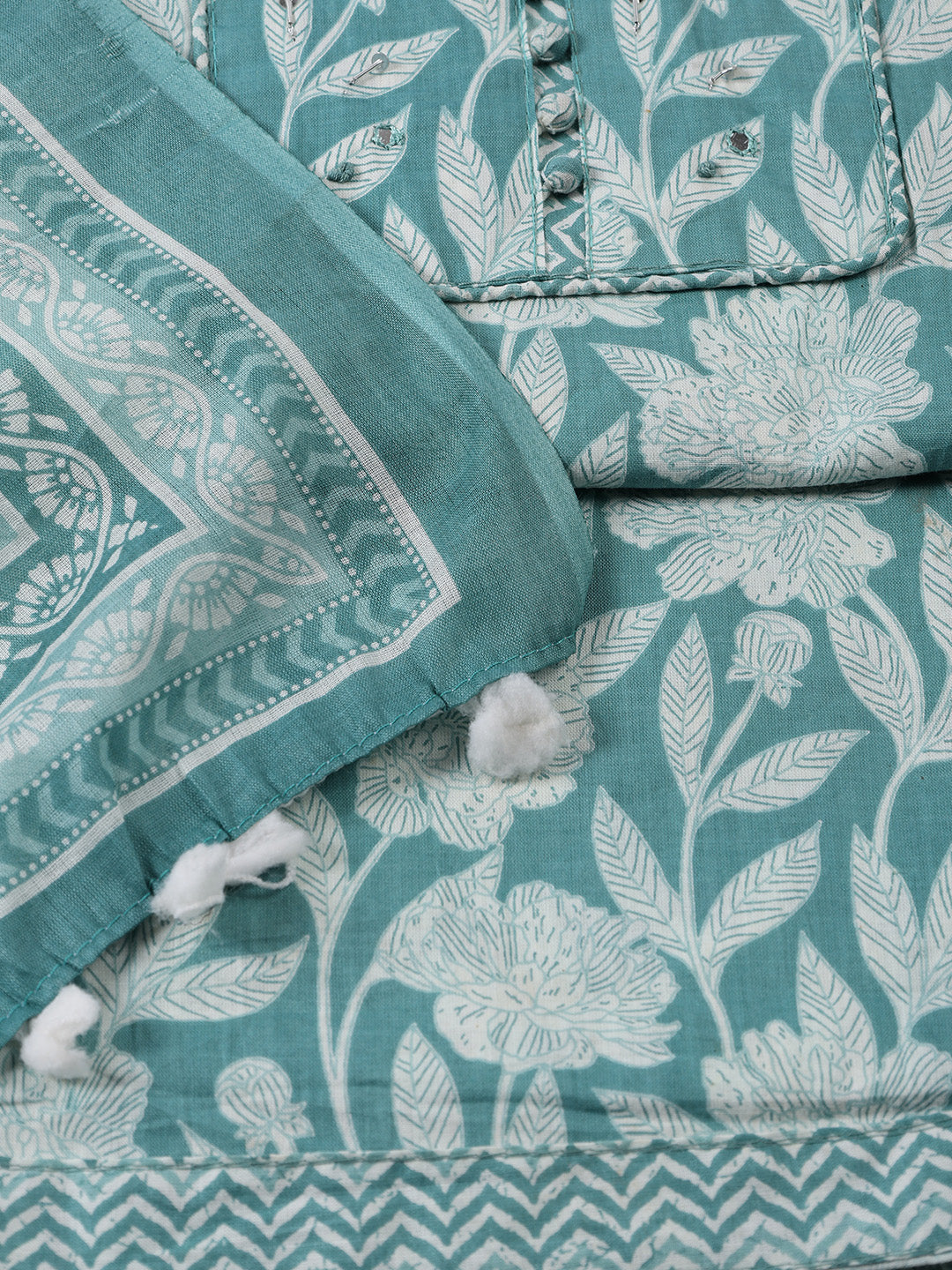 Printed Cotton Blend Unstitched Suit With Dupatta