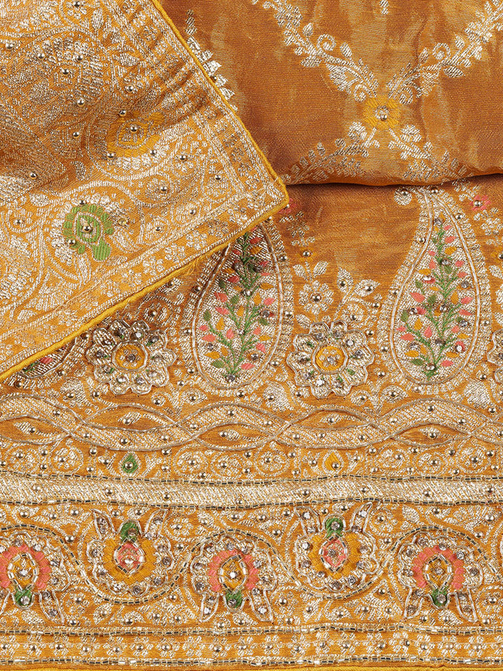 Woven Tissue Unstitched Suit Piece With Dupatta