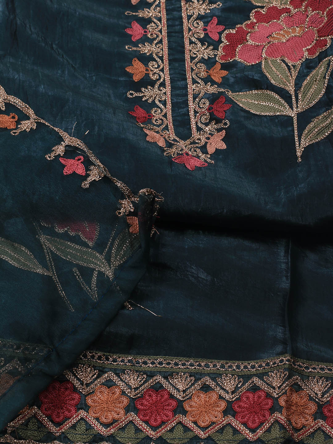 Neck Embroidery Tissue Unstitched Suit With Dupatta