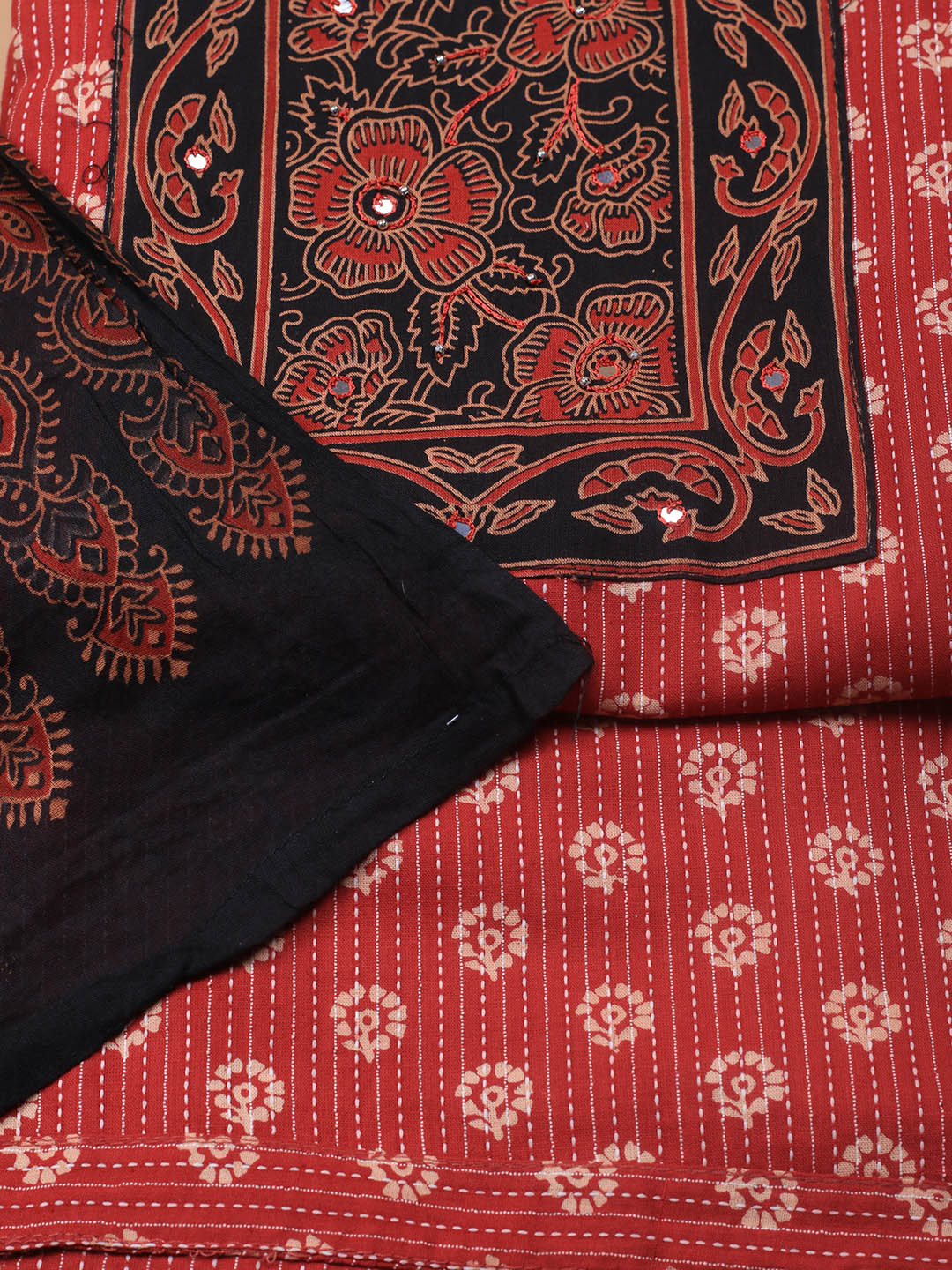 Printed Cotton Blend Unstitched Suit With Dupatta