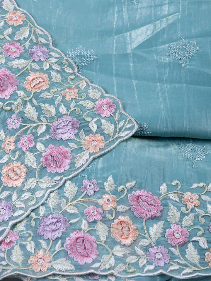 Embroidered Tissue Unstitched Suit With Dupatta