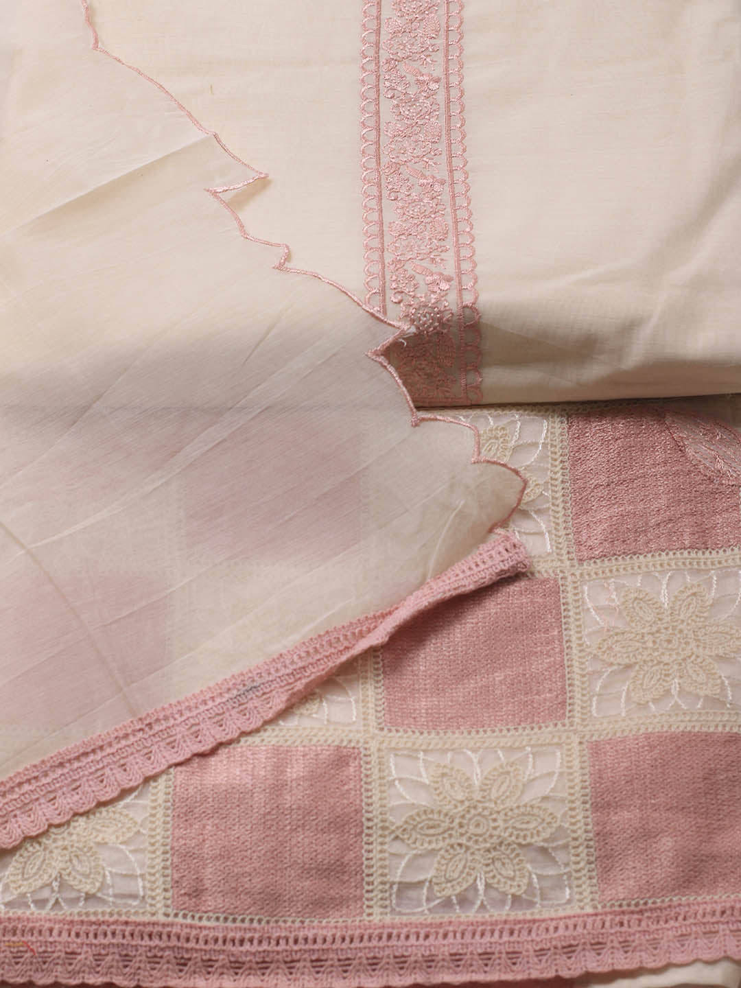 Embroidered Chanderi Unstitched Suit Piece With Dupatta
