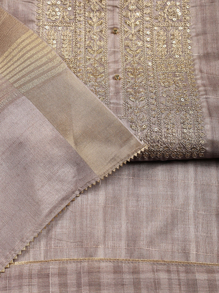 Neck Embroidered Tissue Unstitched Suit With Dupatta