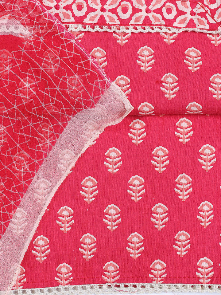 Printed Chanderi Unstitched Suit Piece With Dupatta
