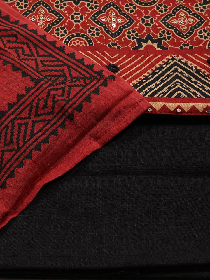 Printed Cotton Blend Unstitched Suit Piece With Dupatta