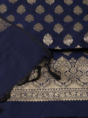 Woven Banarasi Chanderi Unstitched Suit With Dupatta