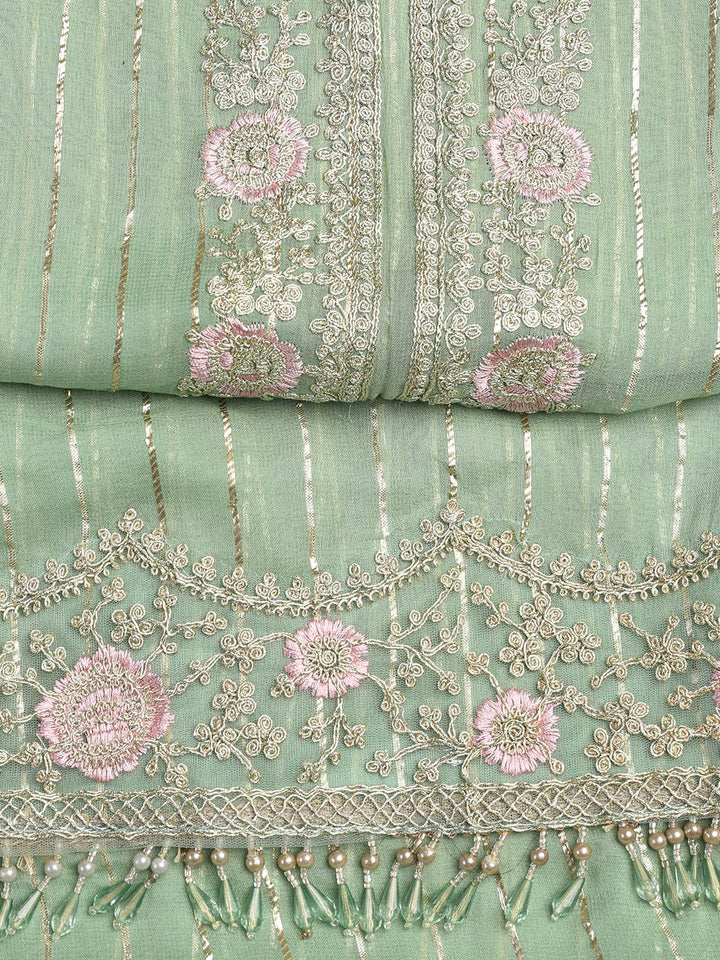 Embroidered Georgette Unstitched Suit Piece With Dupatta