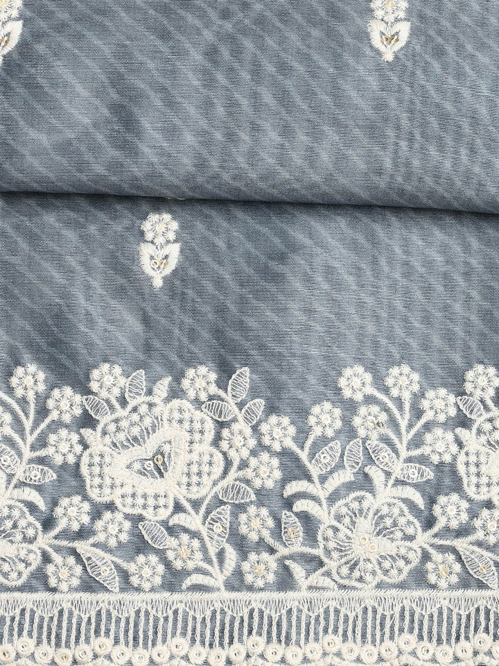 Embroidered Chanderi Unstitched Suit Piece With Dupatta