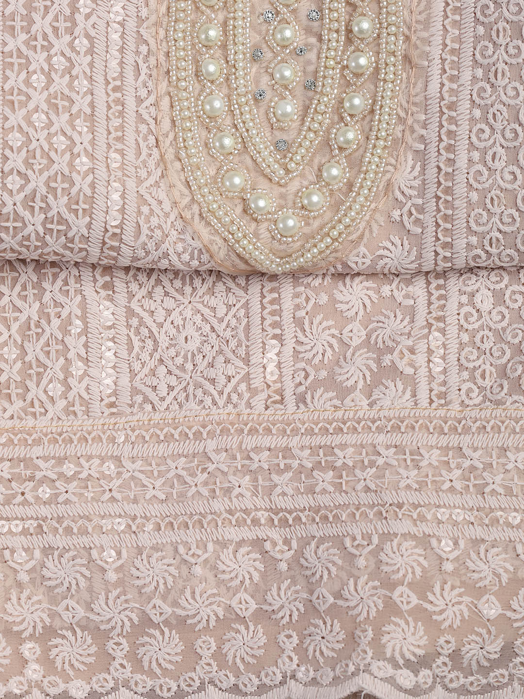 Chiken Work Georgette Unstitched Suit With Dupatta
