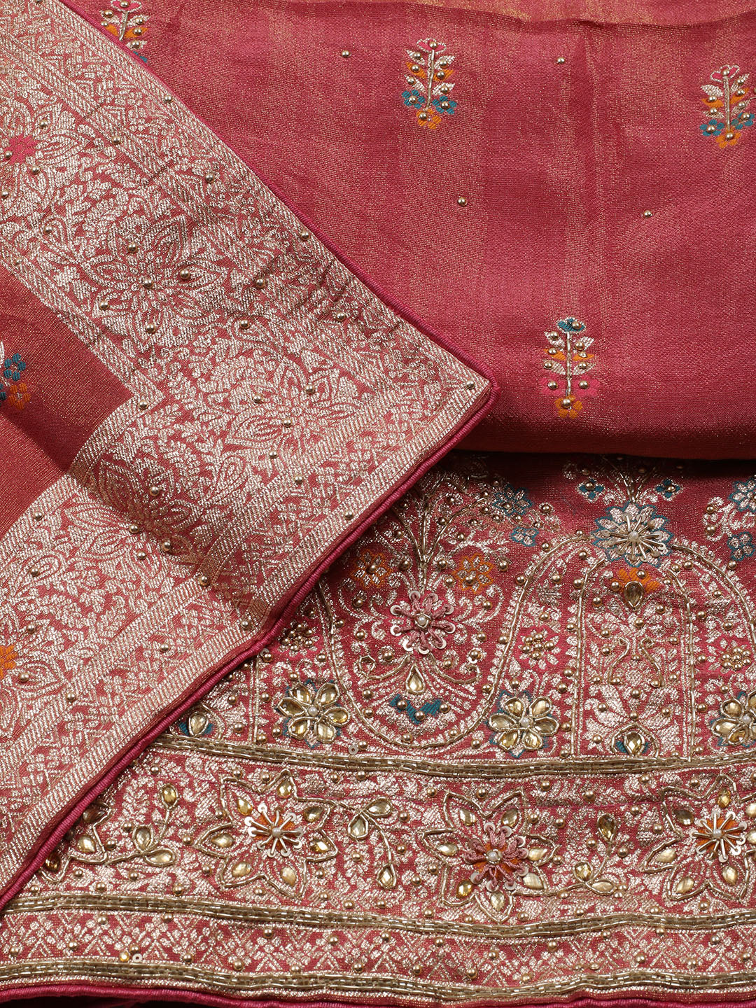 Woven Tissue Unstitched Suit Piece With Dupatta