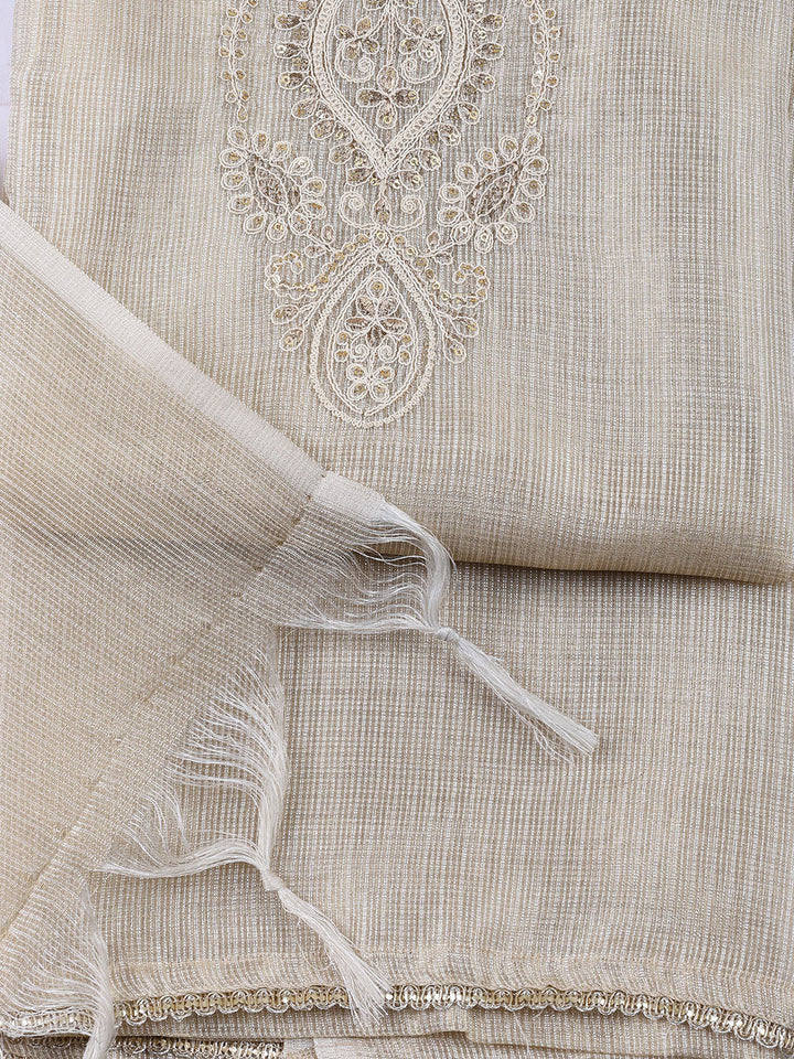 Neck Embroidered Tissue Unstitched Suit With Dupatta
