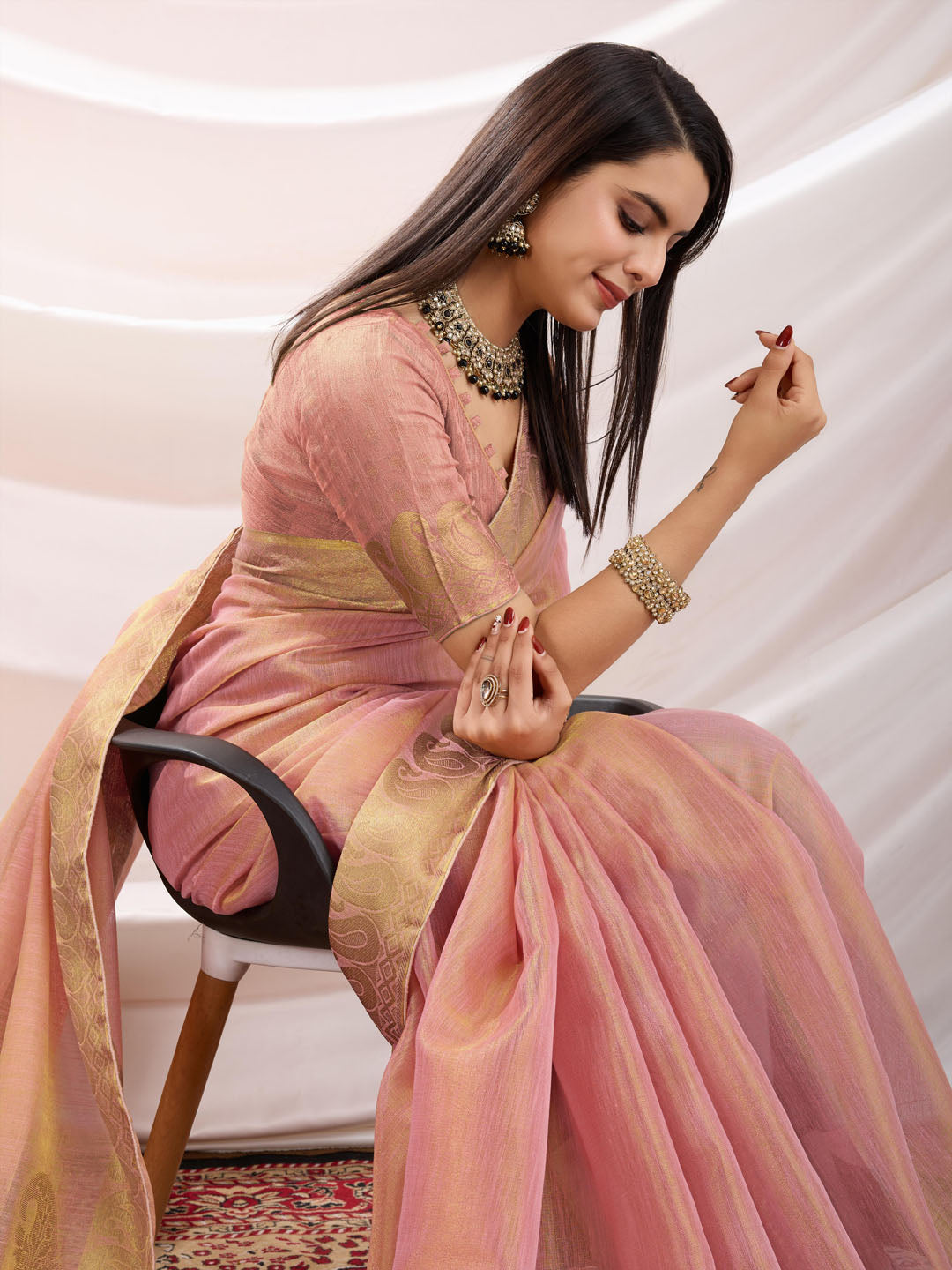 Woven Design Cotton Linen Saree