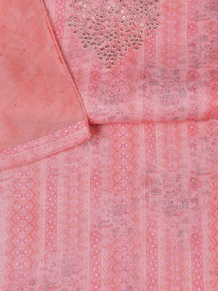 Neck Embroidery Linen Unstitched Suit With Dupatta