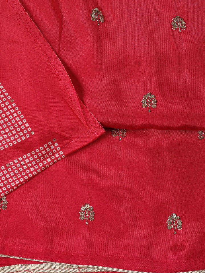 Neck Embroidered Chanderi Unstitched Suit Piece With Dupatta