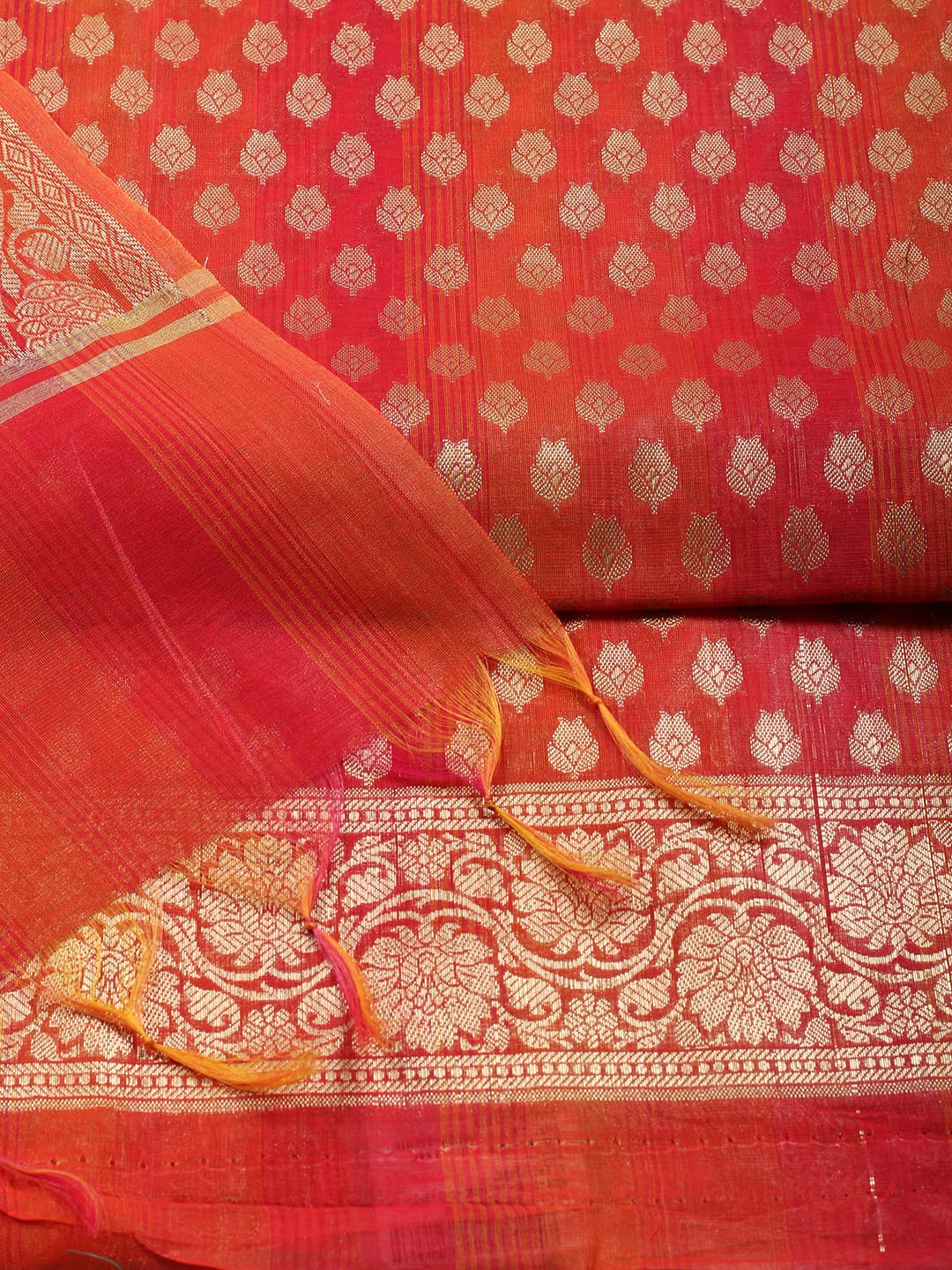 Woven Design Chanderi Unstitched Suit With Dupatta