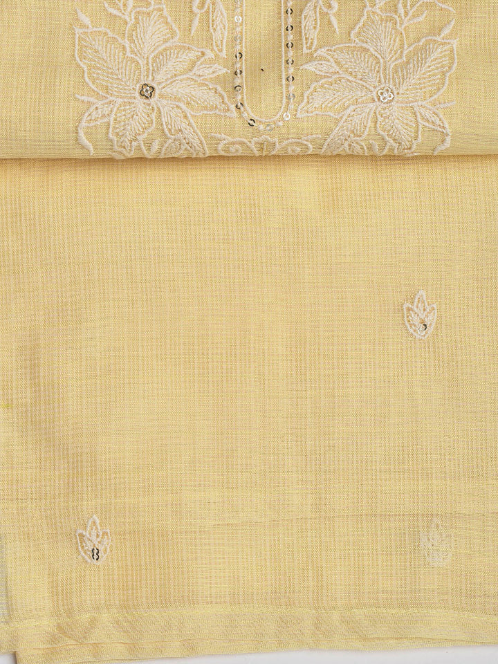 Neck Embroidered Cotton Blend Unstitched Suit With Dupatta