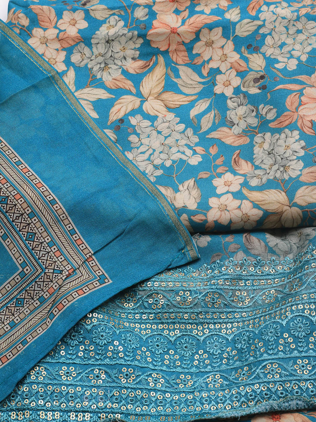 Printed Muslin Unstitched Suit With Dupatta