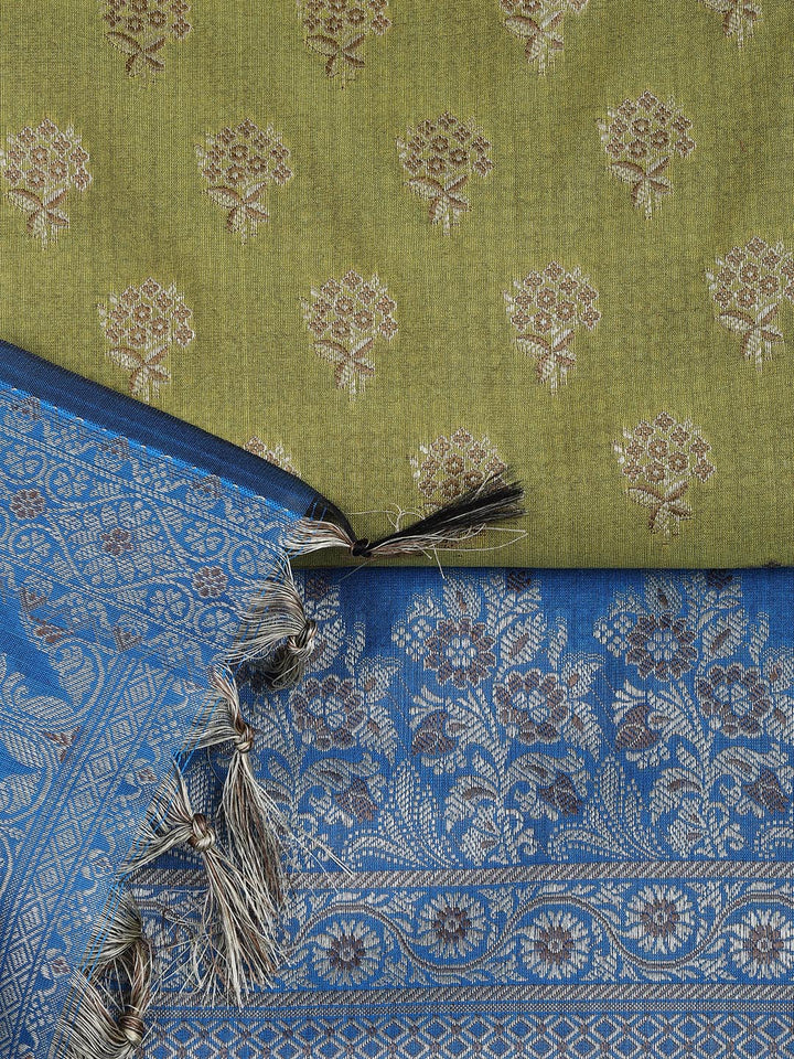 Floral Woven Booti Chanderi Unstitched Suit With Dupatta