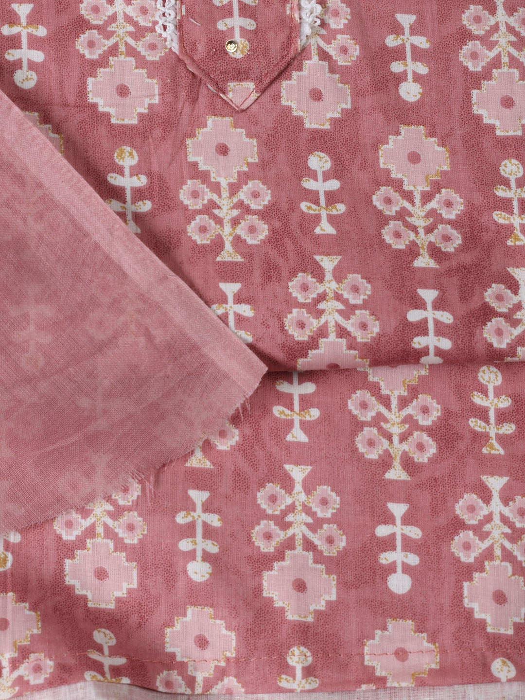 Neck Patti Cotton Blend Unstitched Suit With Dupatta