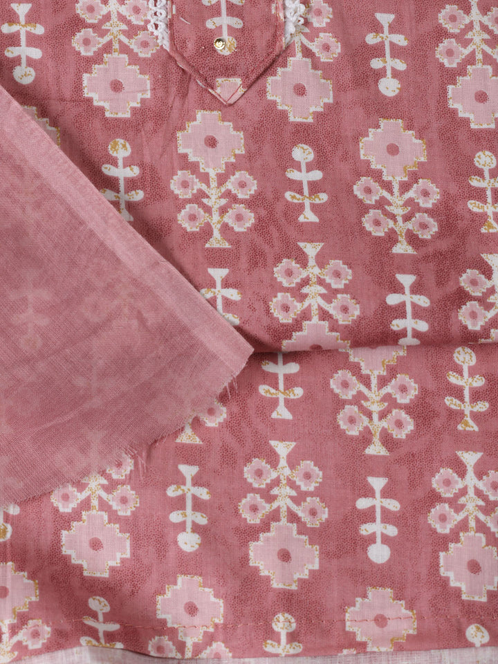 Neck Patti Cotton Blend Unstitched Suit With Dupatta