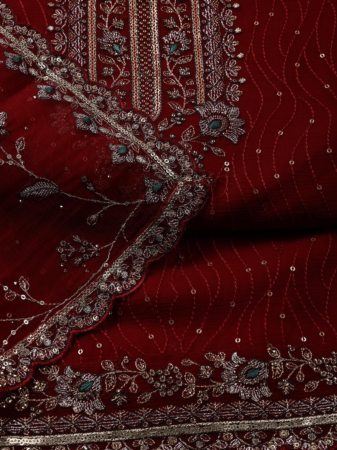 Embroidered Organza Unstitched Suit Piece With Dupatta