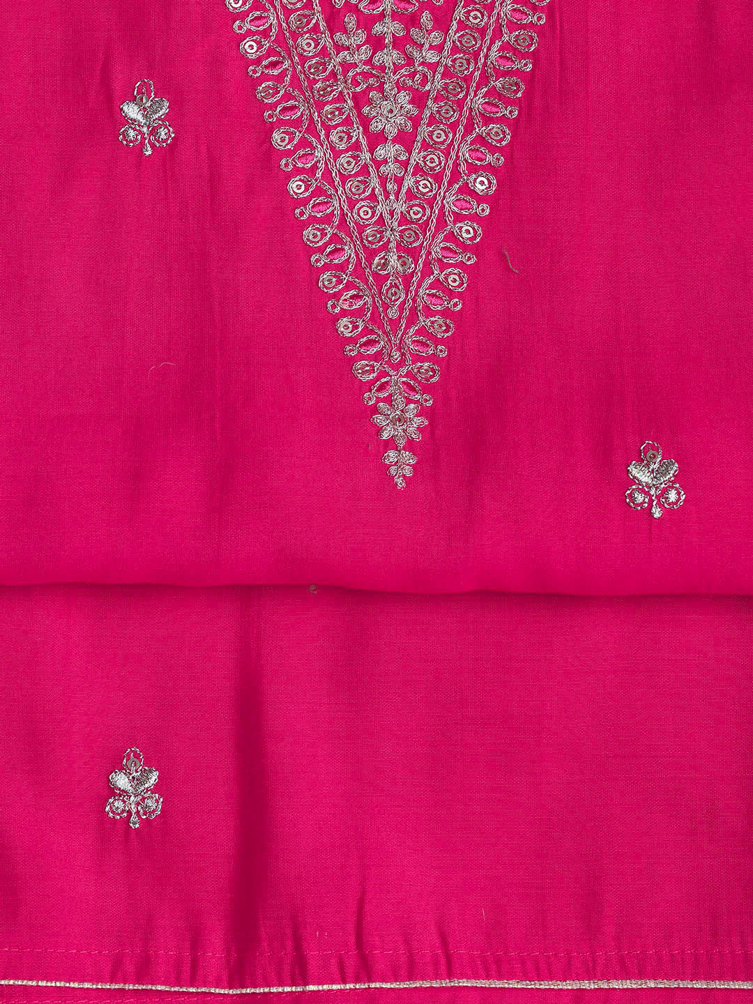 Embroidered Chanderi Unstitched Suit Piece With Dupatta