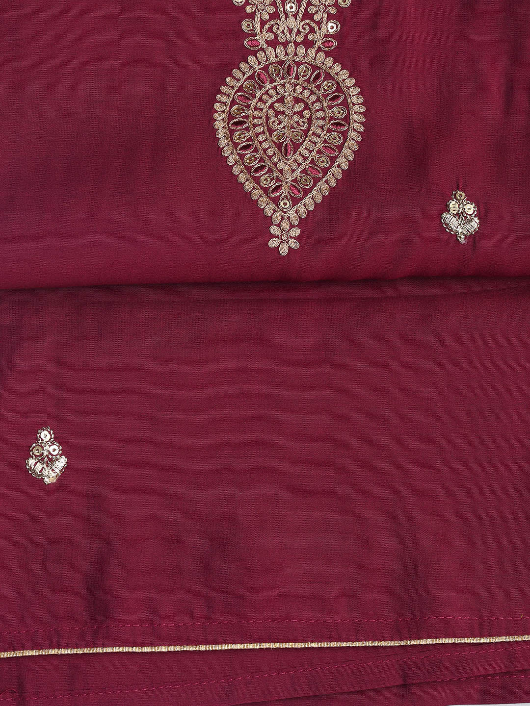 Embroidered Chanderi Unstitched Suit Piece With Dupatta