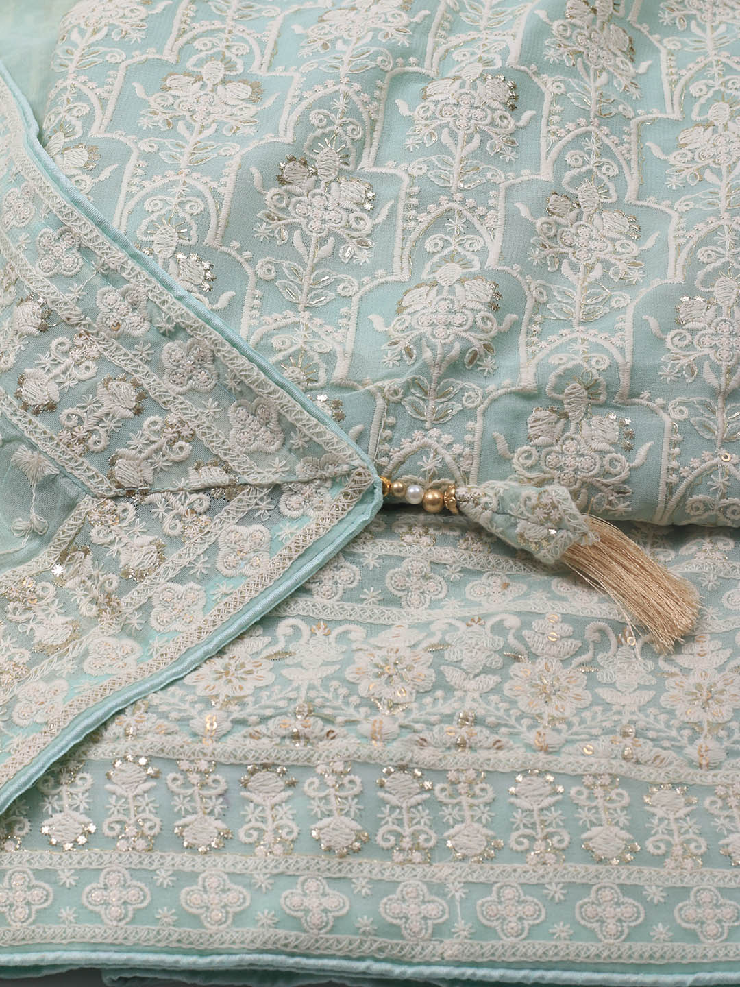 Embroidered Georgette Unstitched Suit Piece With Dupatta