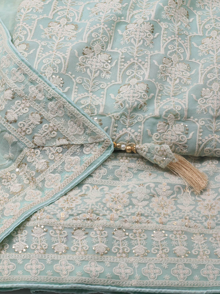 Embroidered Georgette Unstitched Suit Piece With Dupatta