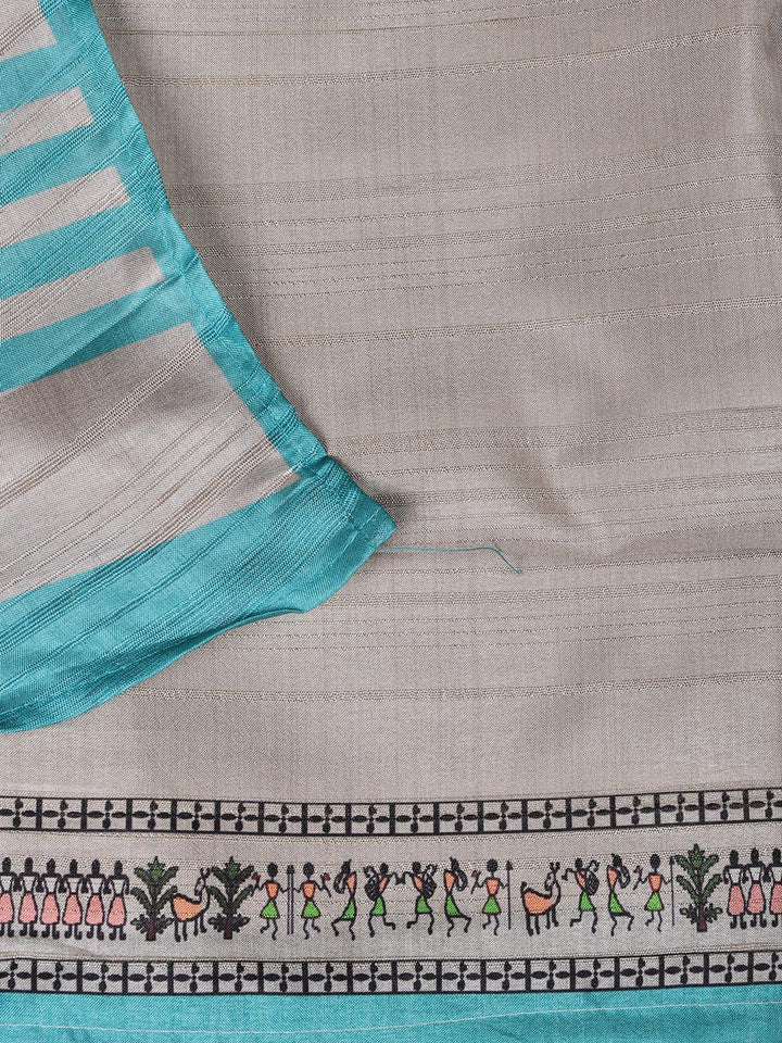 Printed Art Tussar Unstitched Suit With Dupatta