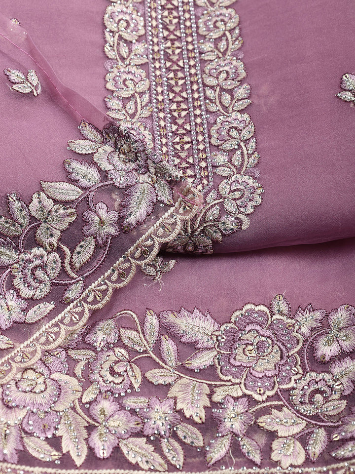 Neck Embroidered Tissue Unstitched Suit With Dupatta