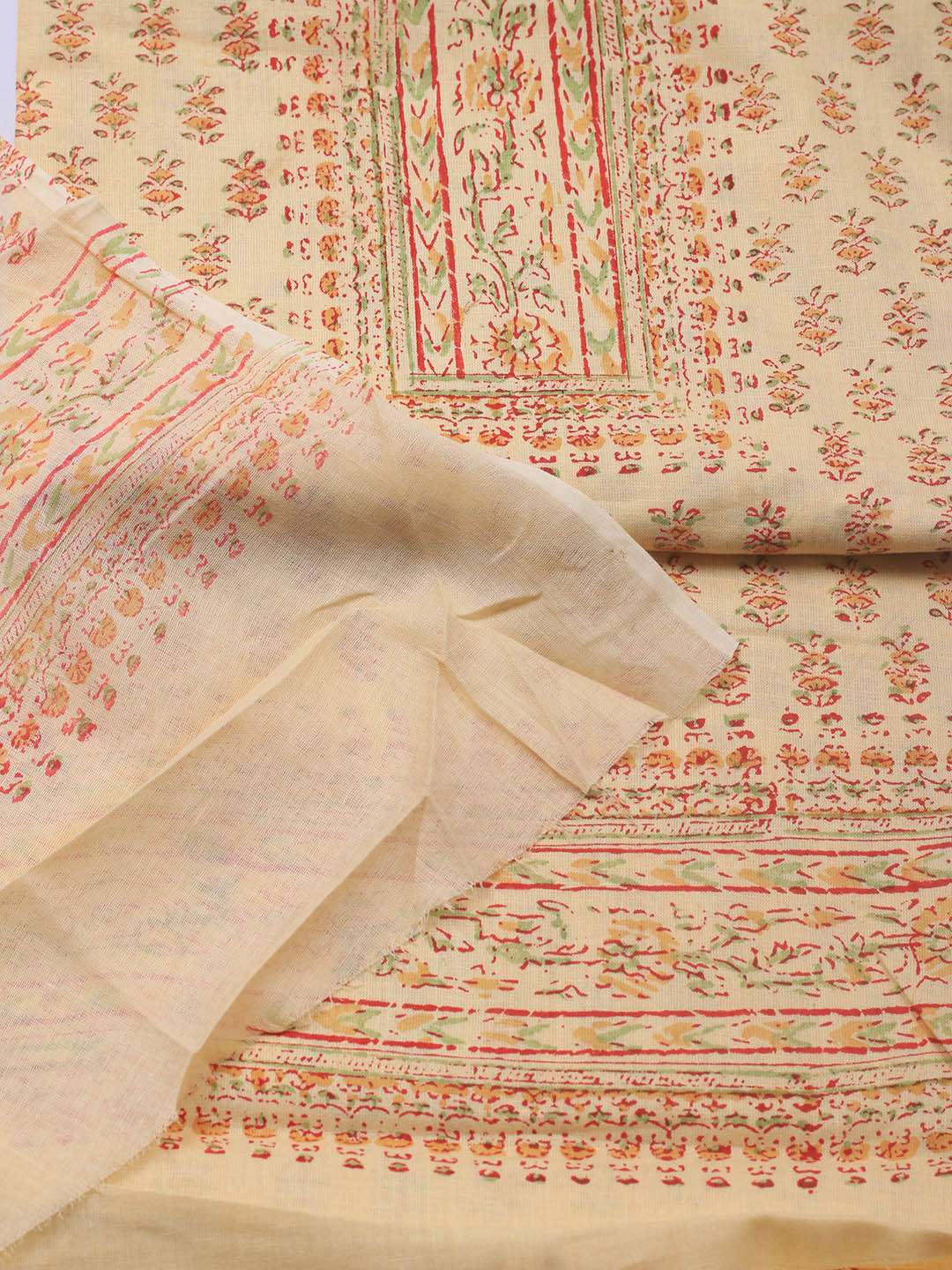 Printed Cotton Blend Unstitched Suit Piece With Dupatta