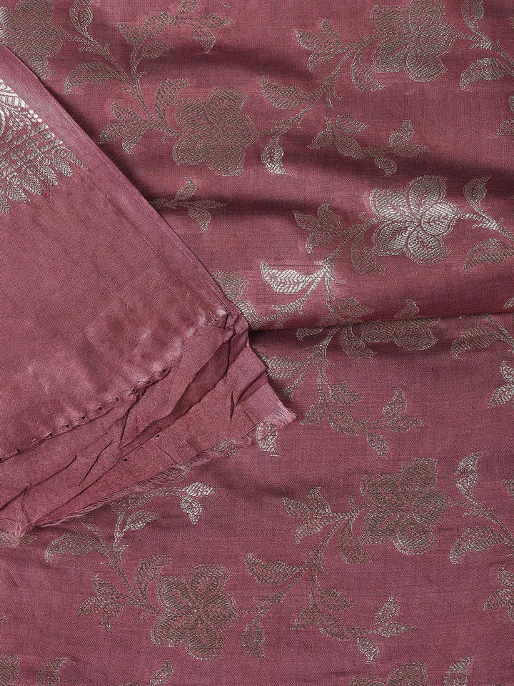 Floral Woven Chanderi Unstitched Suit With Dupatta